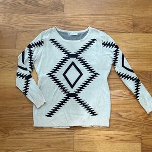 Cream and Black Aztec Geometric Sweater